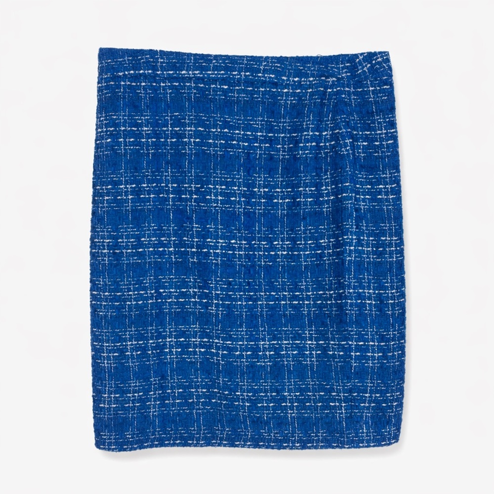 Sandro Blue & White Tweed Pencil Skirt